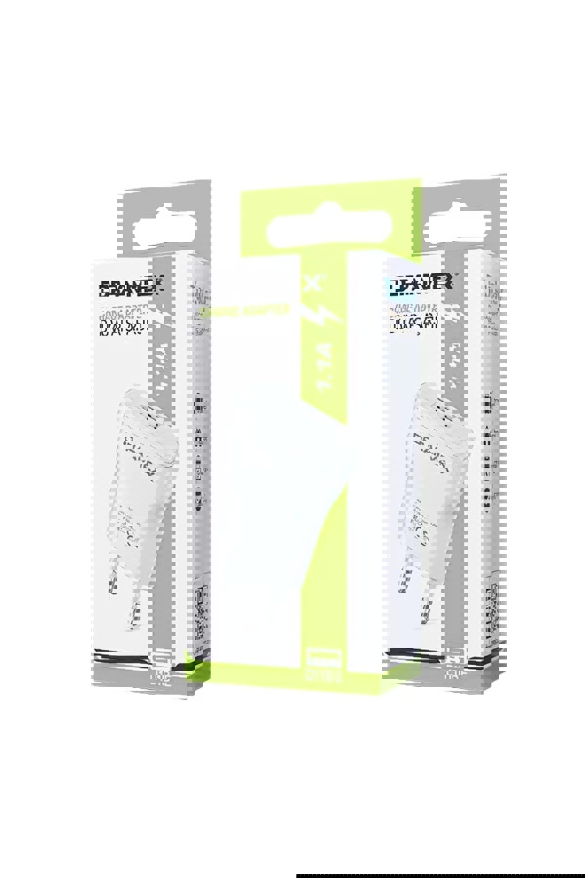 Dramex D11be Universal USB Kablolu Hızlı Şarj Aleti Beyaz
