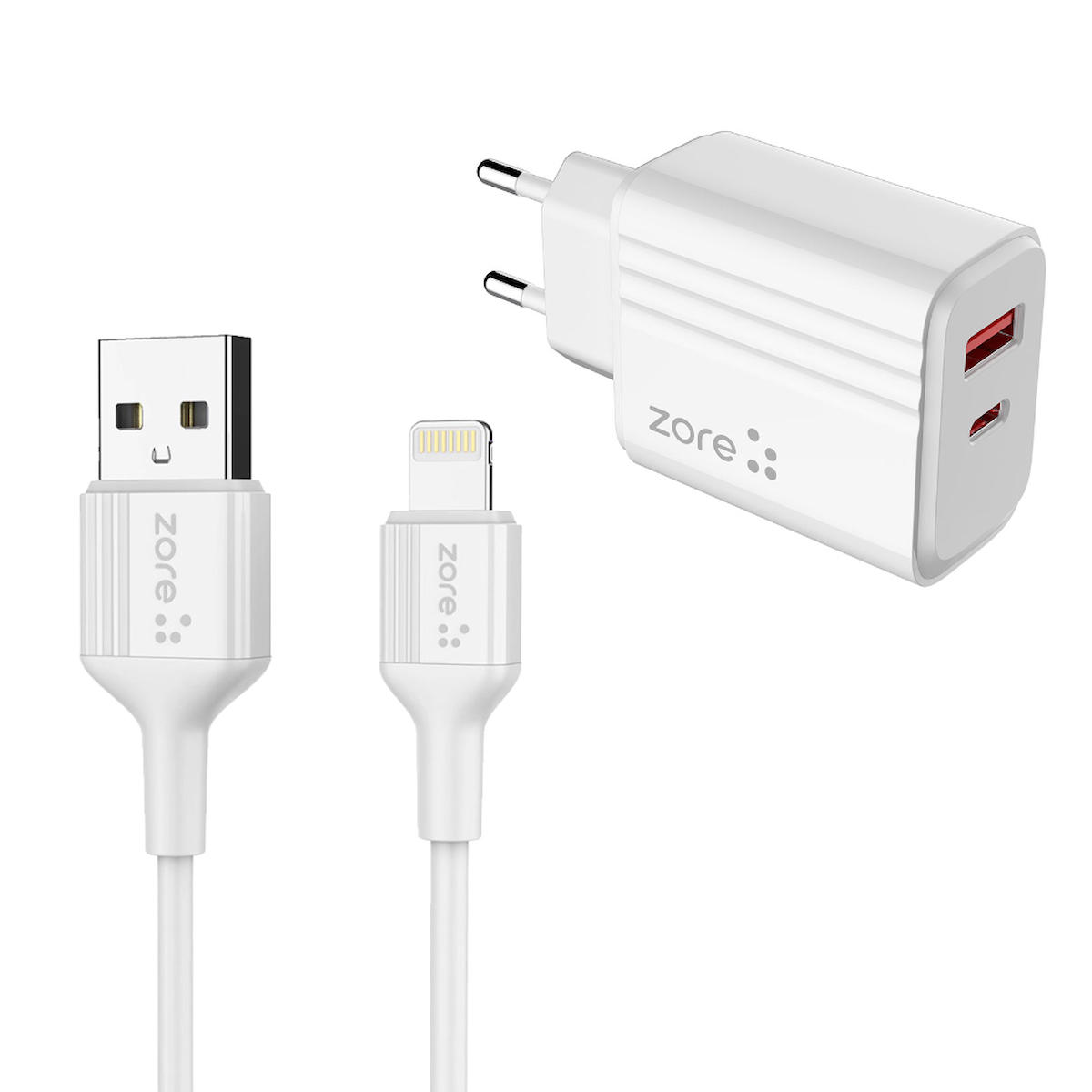 Zore PL3 iPhone Lightning Kablolu 20 W Hızlı Şarj Aleti Beyaz