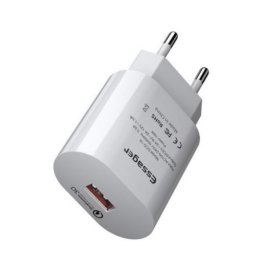 Essager Universal USB Kablolu 18 W Hızlı Şarj Aleti Beyaz