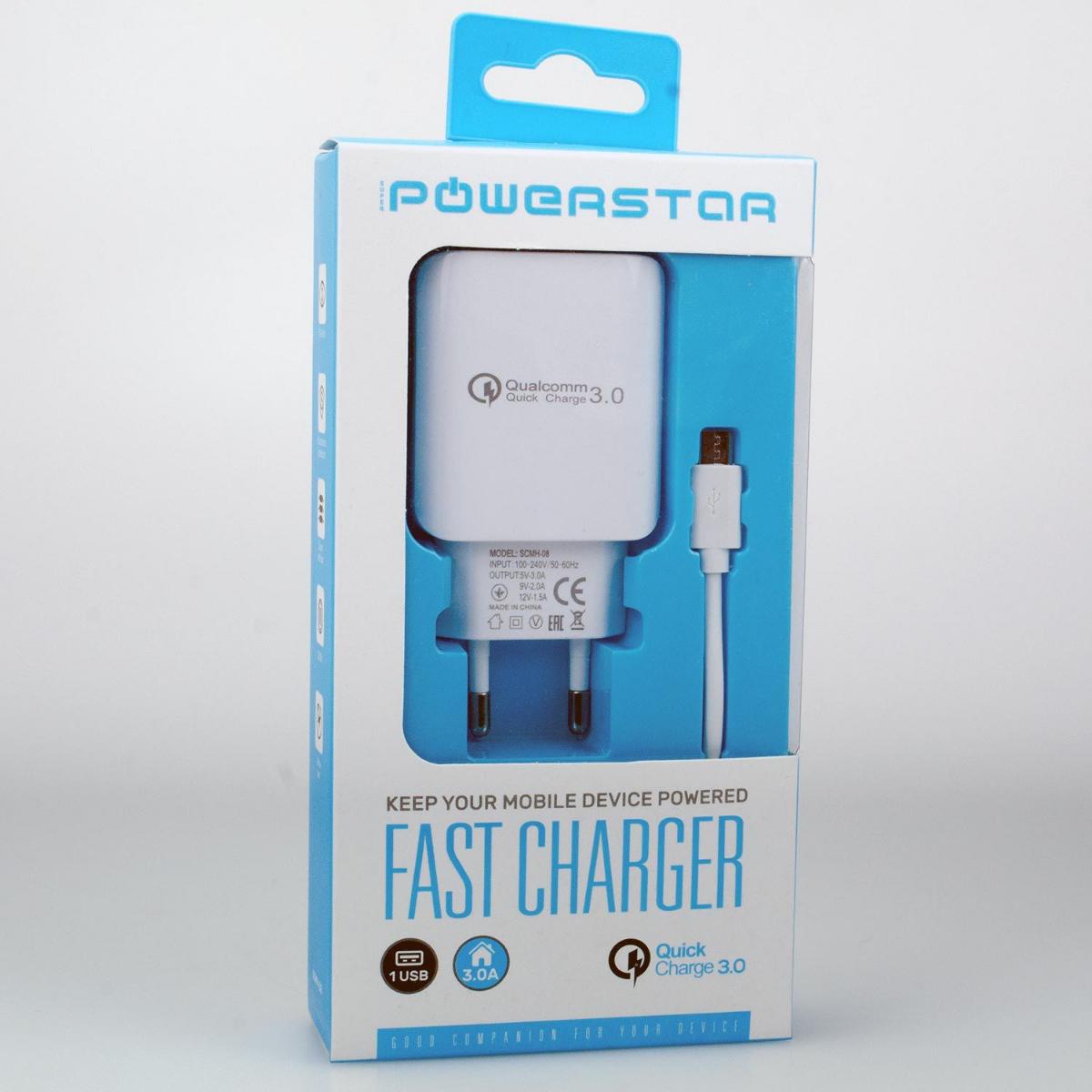 Powerstar Universal USB Kablolu 3 Amper Hızlı Şarj Aleti Beyaz