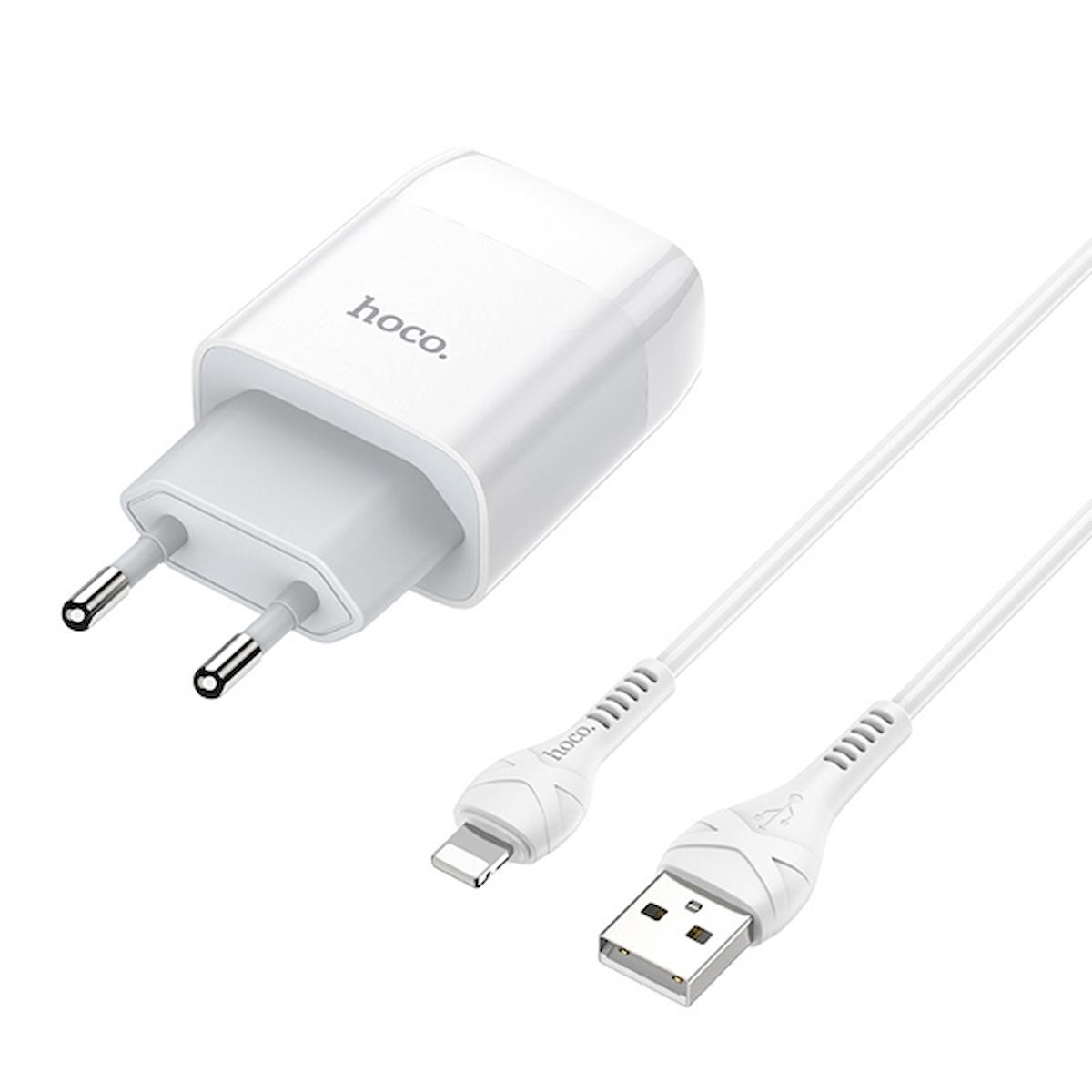 Hoco C73A iPhone Lightning Kablolu 3 Amper Hızlı Şarj Aleti Beyaz