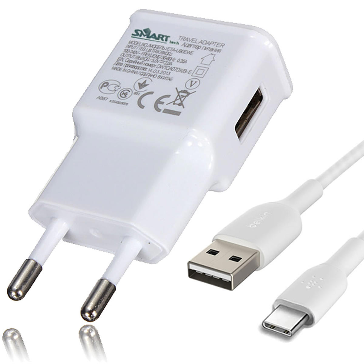 Smart Tech Universal Type-C Kablolu 1 Amper Hızlı Şarj Aleti Beyaz