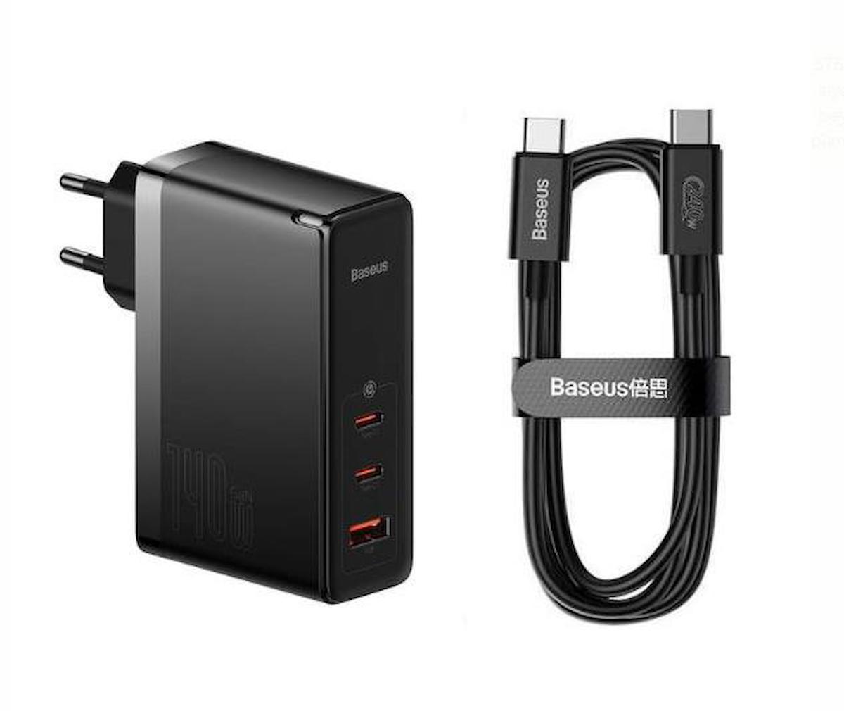 Baseus Universal Type-C Kablolu 40 W Hızlı Şarj Aleti Siyah