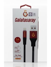 Galatasaray iPhone Lightning Kablolu 3 Amper Hızlı Şarj Aleti Siyah