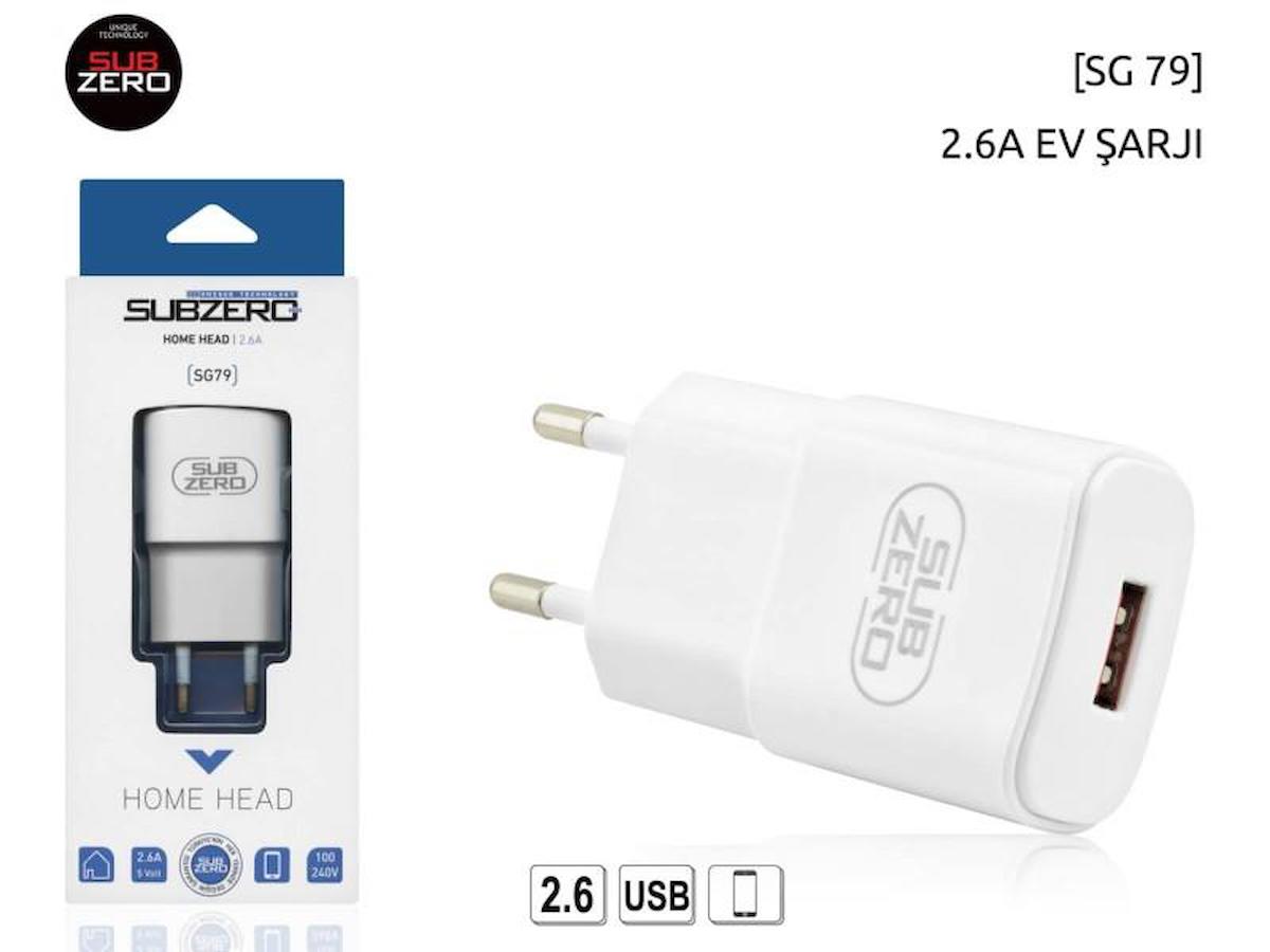 Subzero SG79 Universal USB Kablolu 5 W Hızlı Şarj Aleti Beyaz