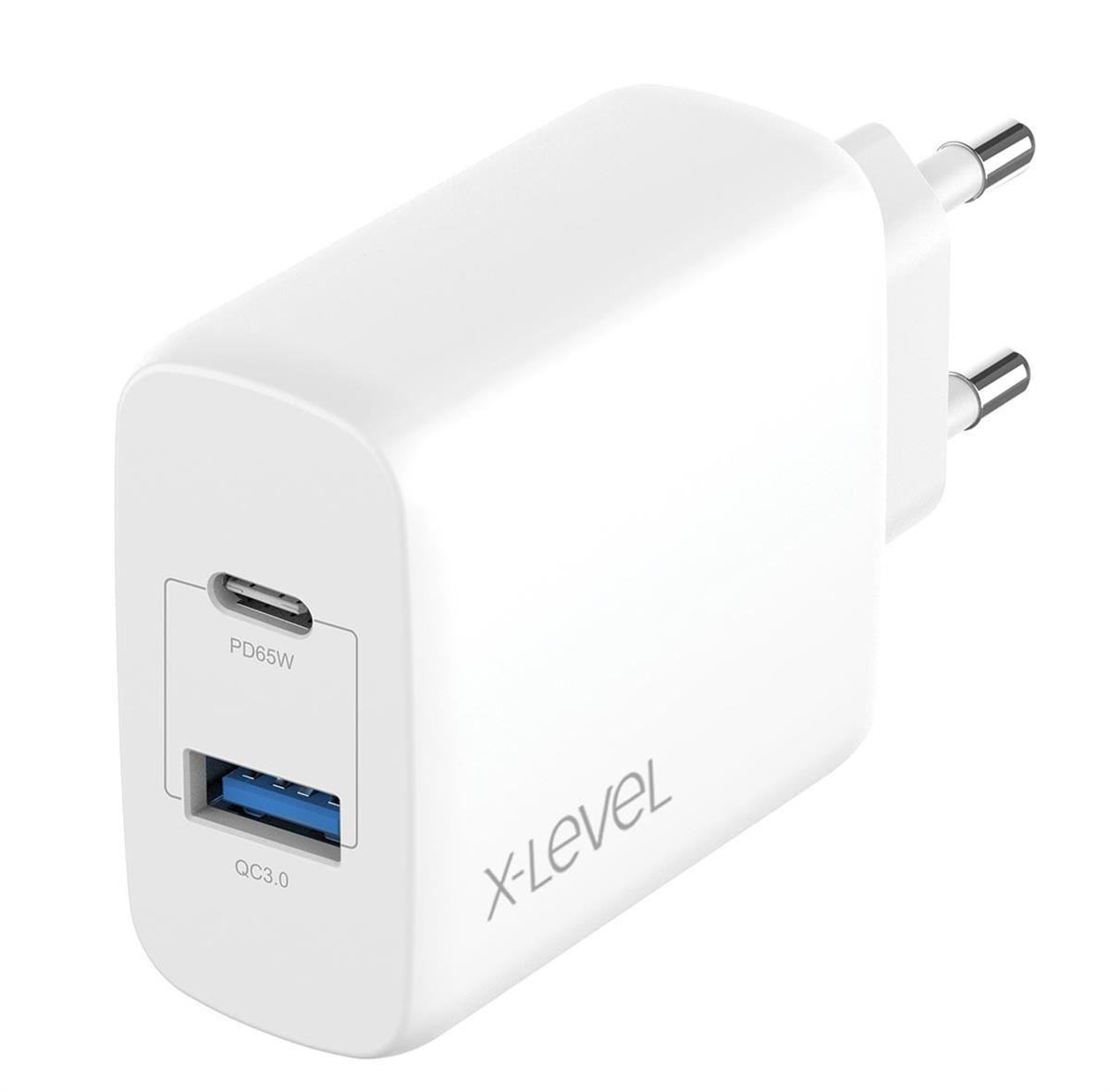 X-Level Universal Type-C Kablolu 65 W Hızlı Şarj Aleti Beyaz