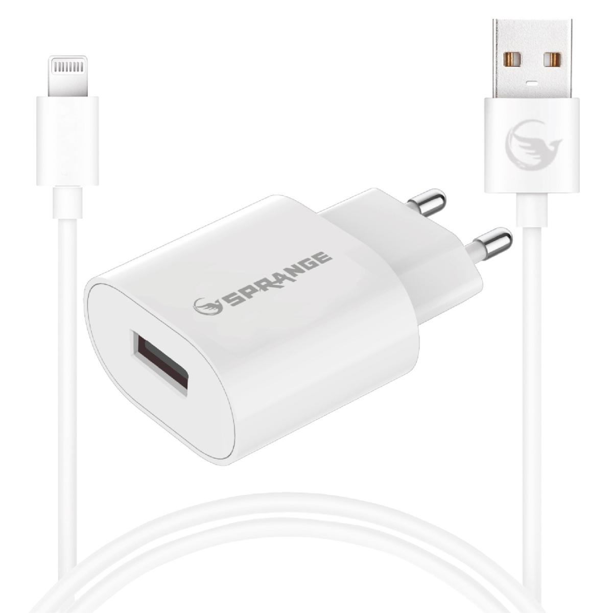 Sprange L20 iPhone Lightning Kablolu 10.5 W 2.1 Amper Hızlı Şarj Aleti Beyaz