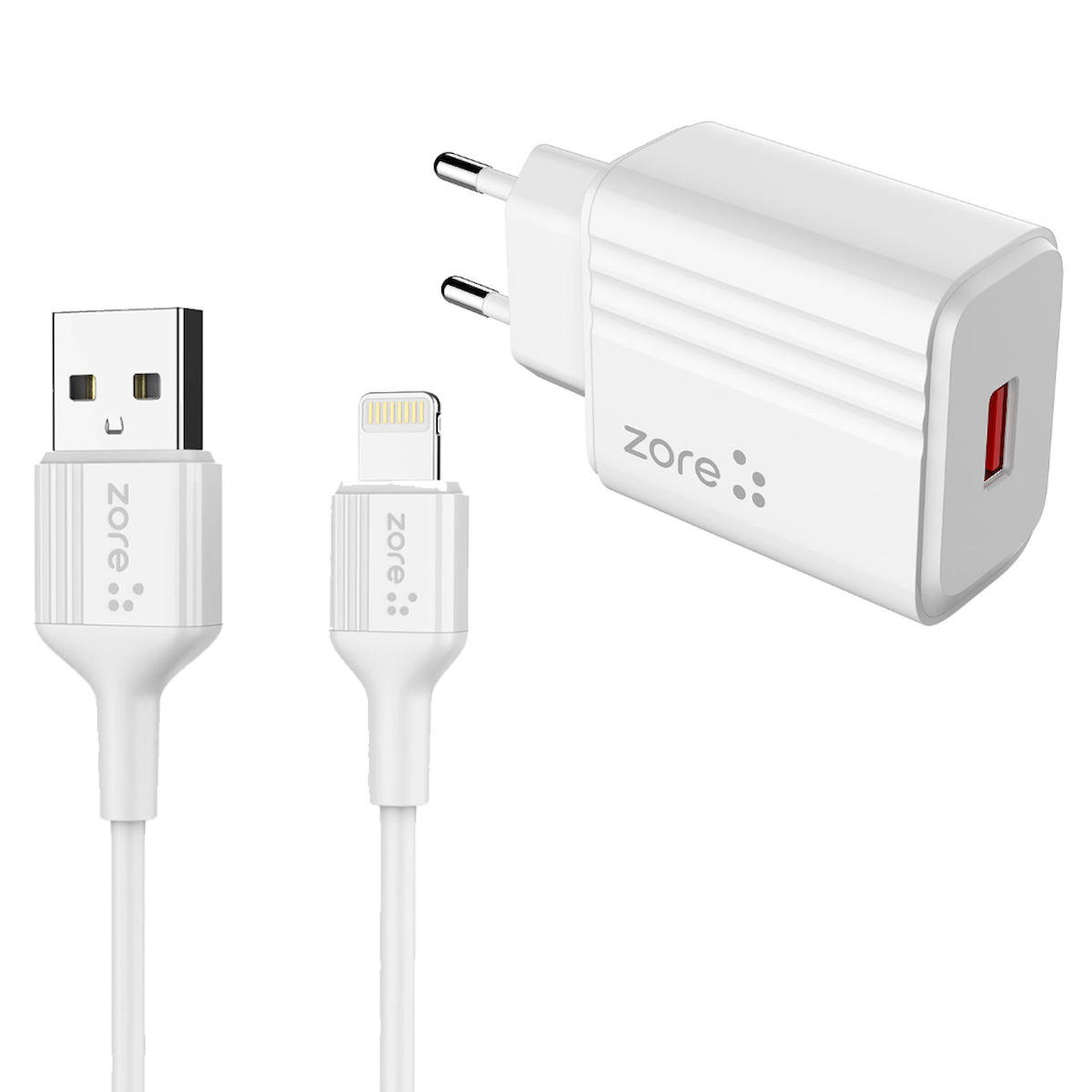 Zore PL1 iPhone Lightning Kablolu 12 W Hızlı Şarj Aleti Beyaz