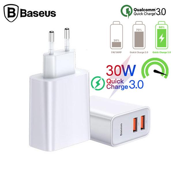 Baseus Speed Dual Universal Kablolu 30 W Hızlı Şarj Aleti Beyaz