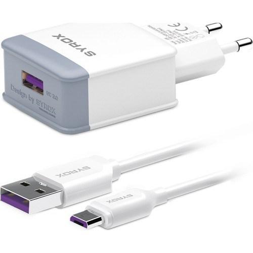 Syrox Universal Micro USB Kablolu Hızlı Şarj Aleti Beyaz