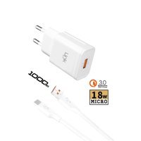 Linktech Universal Micro USB Kablolu 18 W Hızlı Şarj Aleti Beyaz