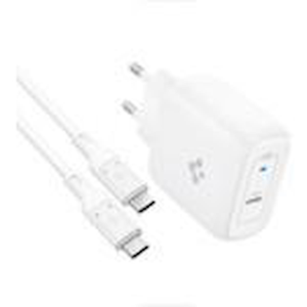 Spigen ACH02589 Universal Kablolu 45 W Hızlı Şarj Aleti Beyaz