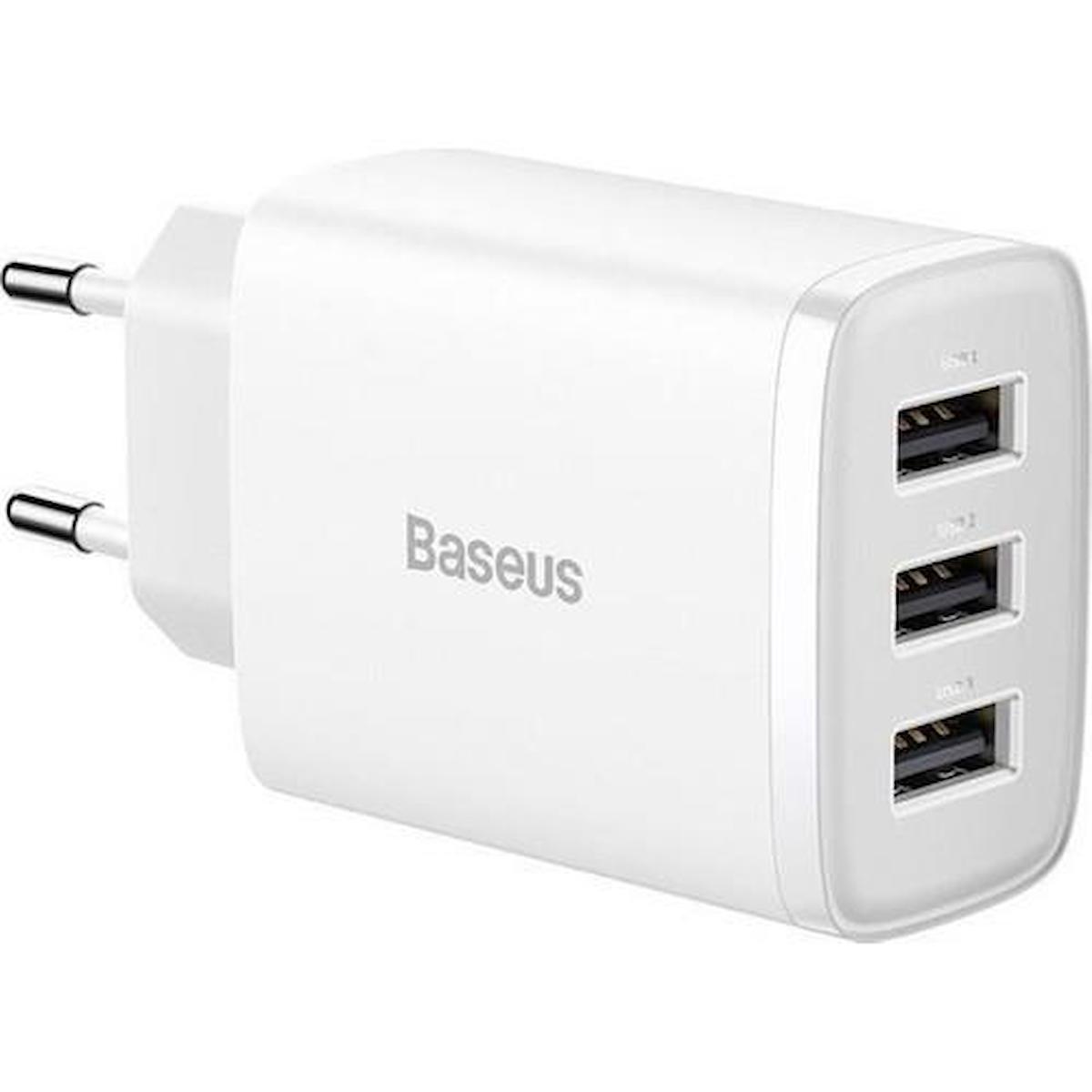 Baseus Universal USB Kablolu Hızlı Şarj Aleti Beyaz