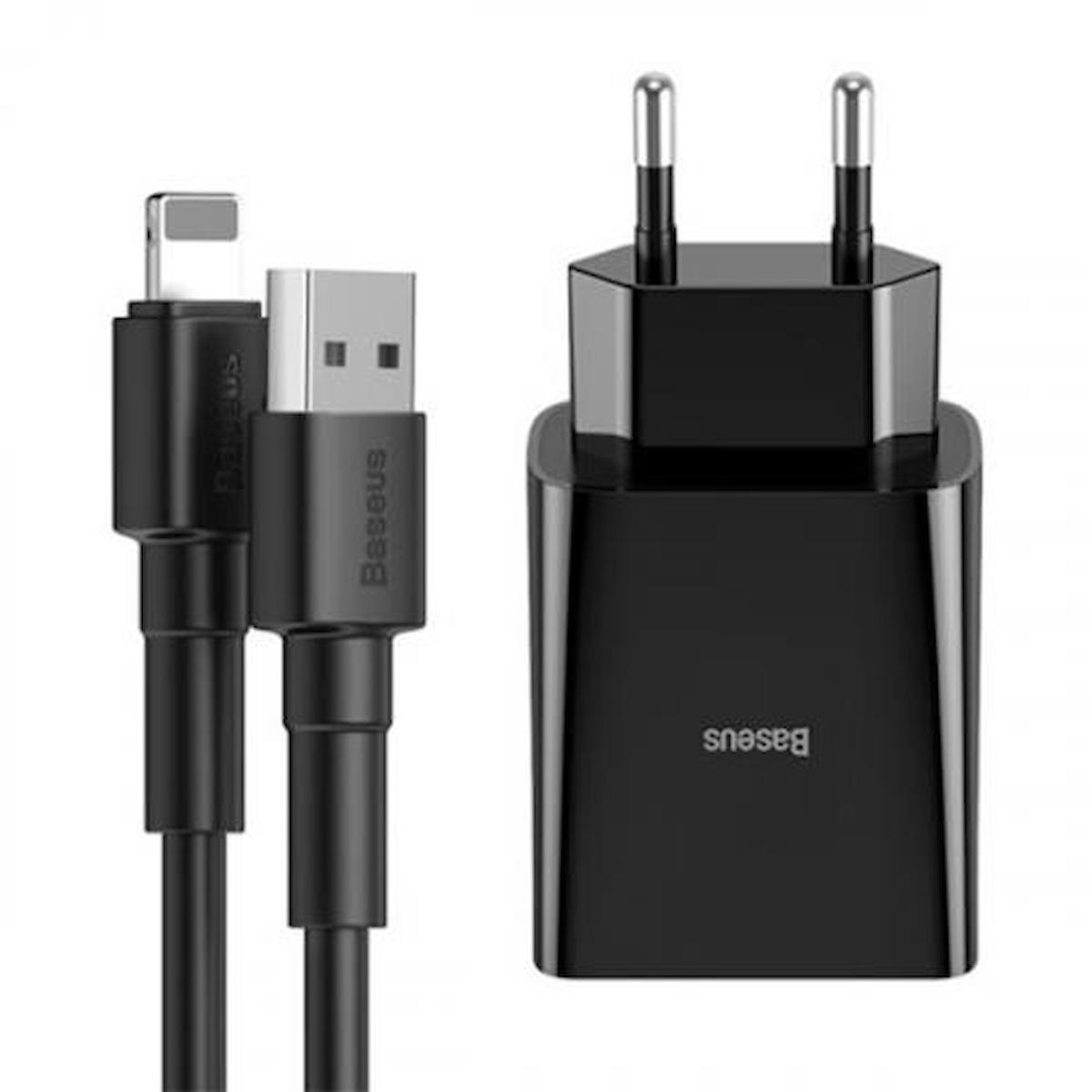 Baseus iPhone Lightning Kablolu 10.5 W Hızlı Şarj Aleti Siyah