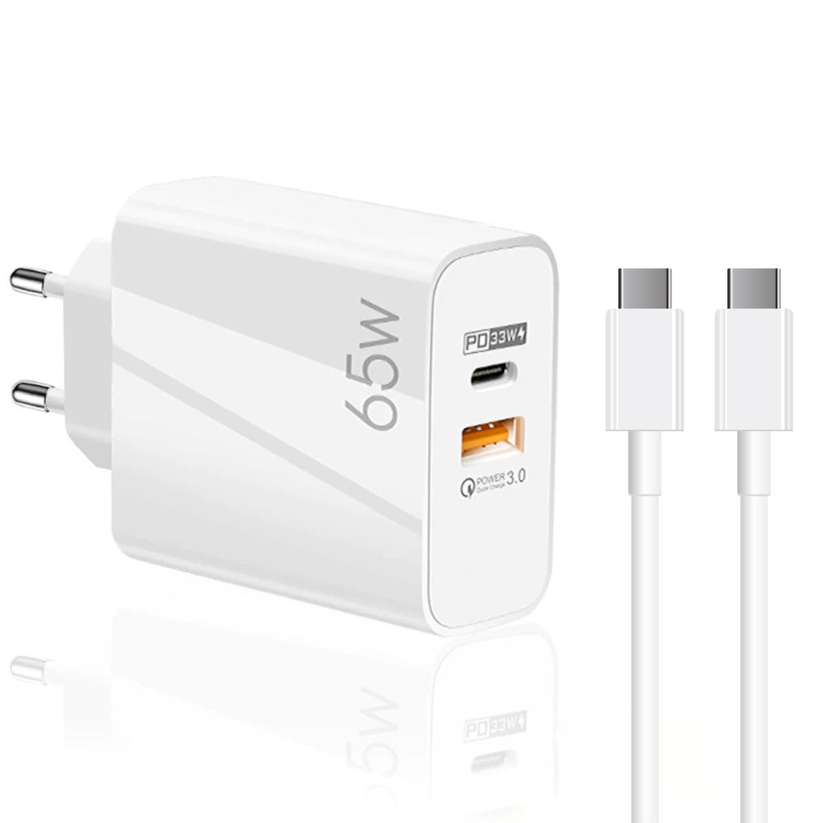 Winex Universal Type-C Kablolu 65 W Hızlı Şarj Aleti Beyaz