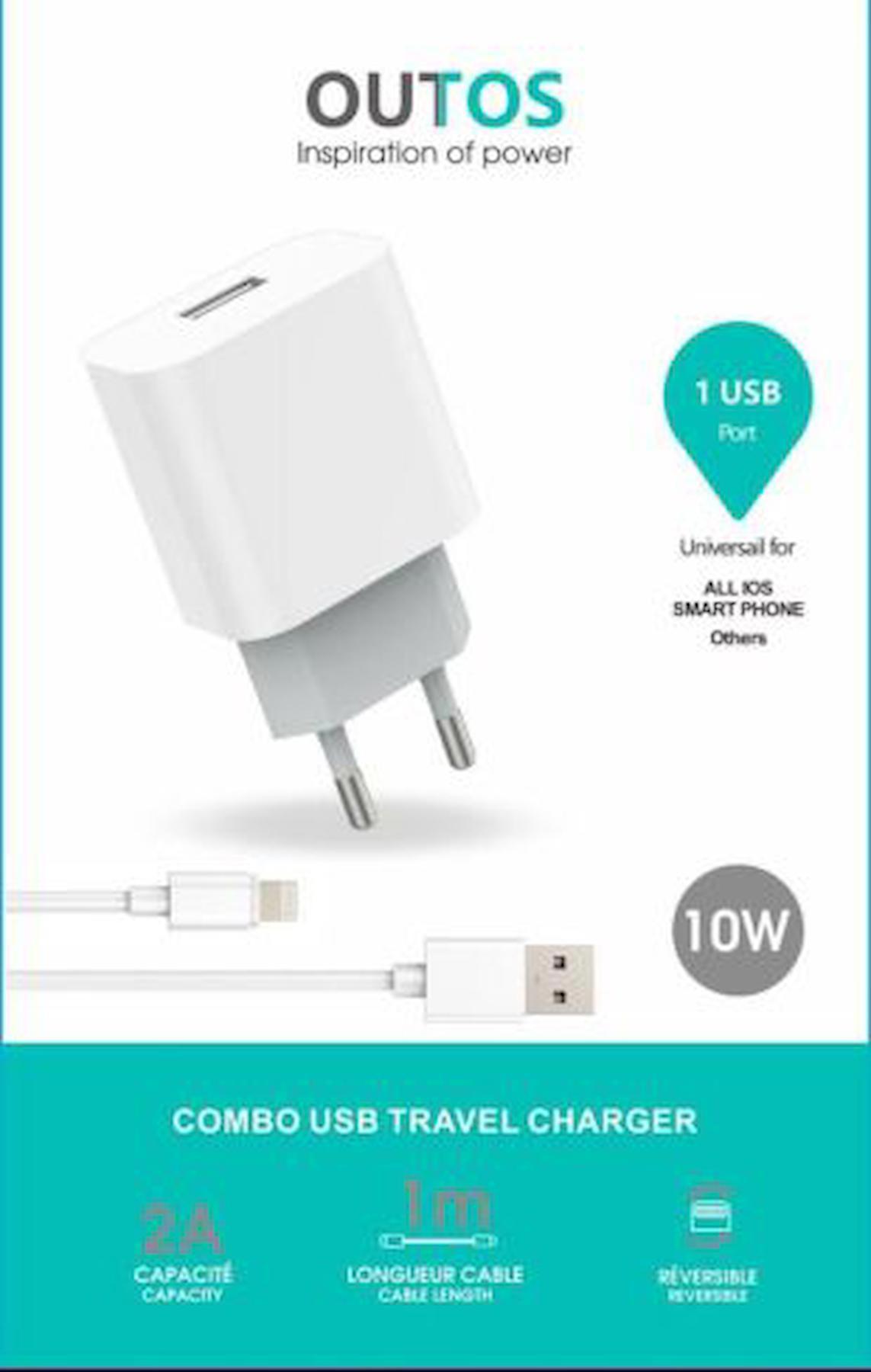 Outos Universal Kablolu 5 W Hızlı Şarj Aleti Beyaz