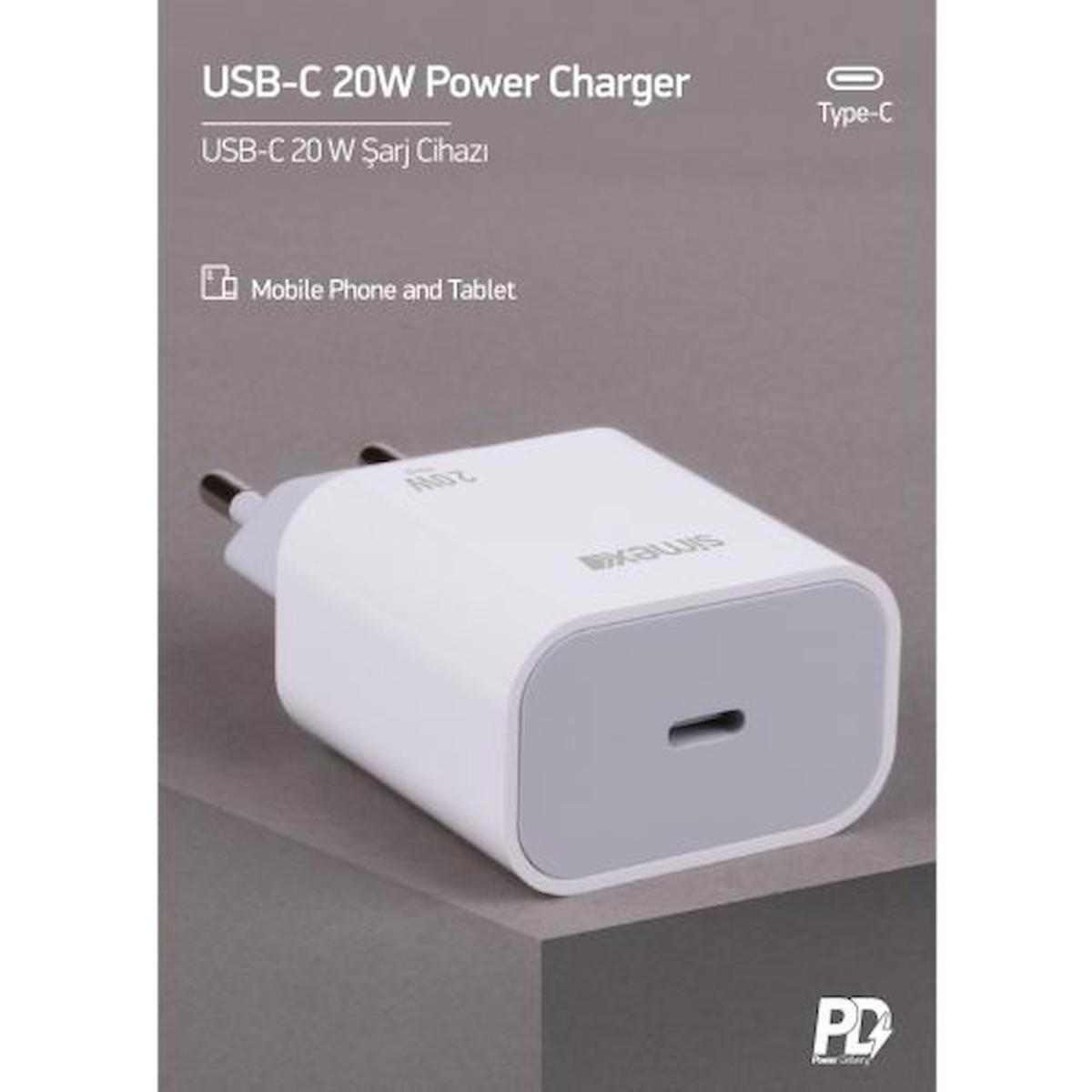 Simex SPS-09 Universal Kablolu 20 W Hızlı Şarj Aleti Beyaz