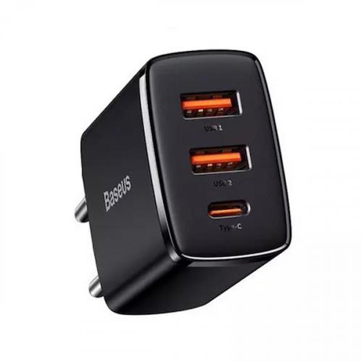 Baseus Universal Type-C Kablolu 30 W Hızlı Şarj Aleti Siyah