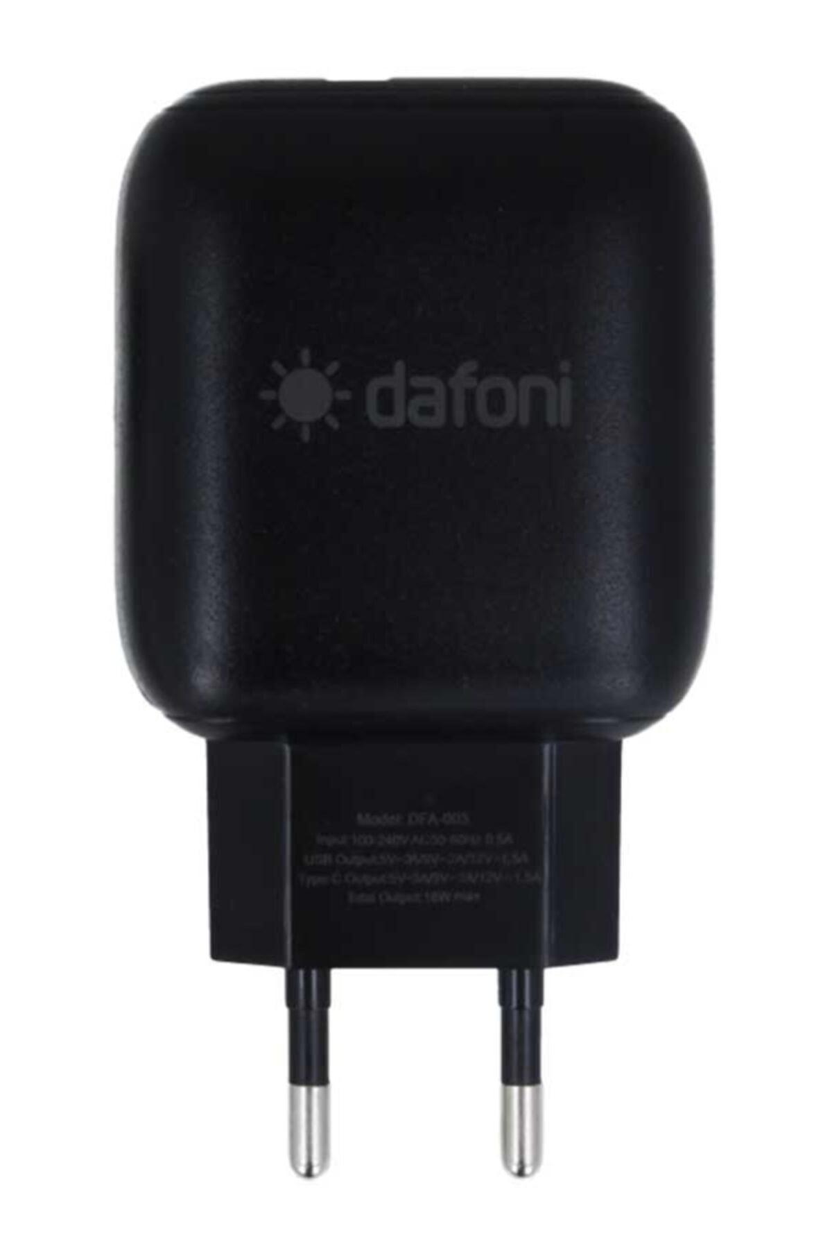 Dafoni DAF-18W iPhone Lightning - Type-C Kablolu 18 W Hızlı Şarj Aleti Siyah