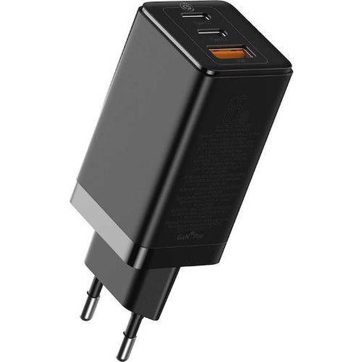 Baseus GaN2 Pro Universal Type-C Kablolu 65 W Hızlı Şarj Aleti Siyah