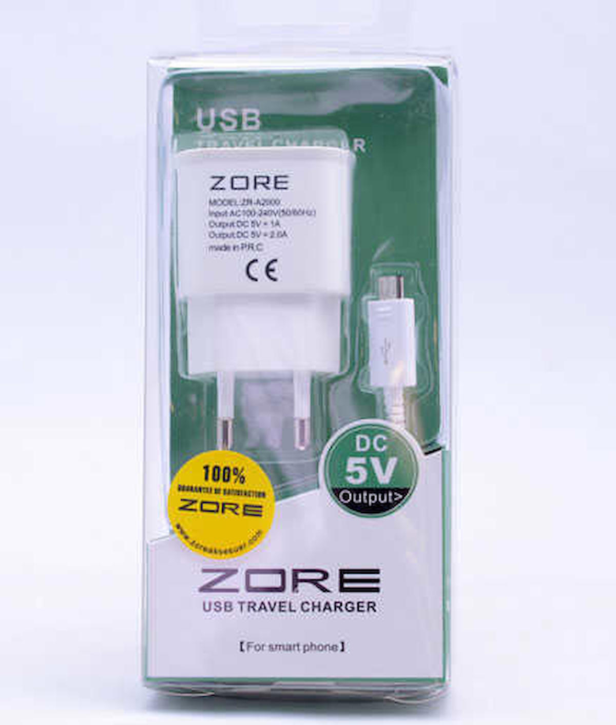 Zore Universal Micro USB Kablolu 5 W Hızlı Şarj Aleti Beyaz