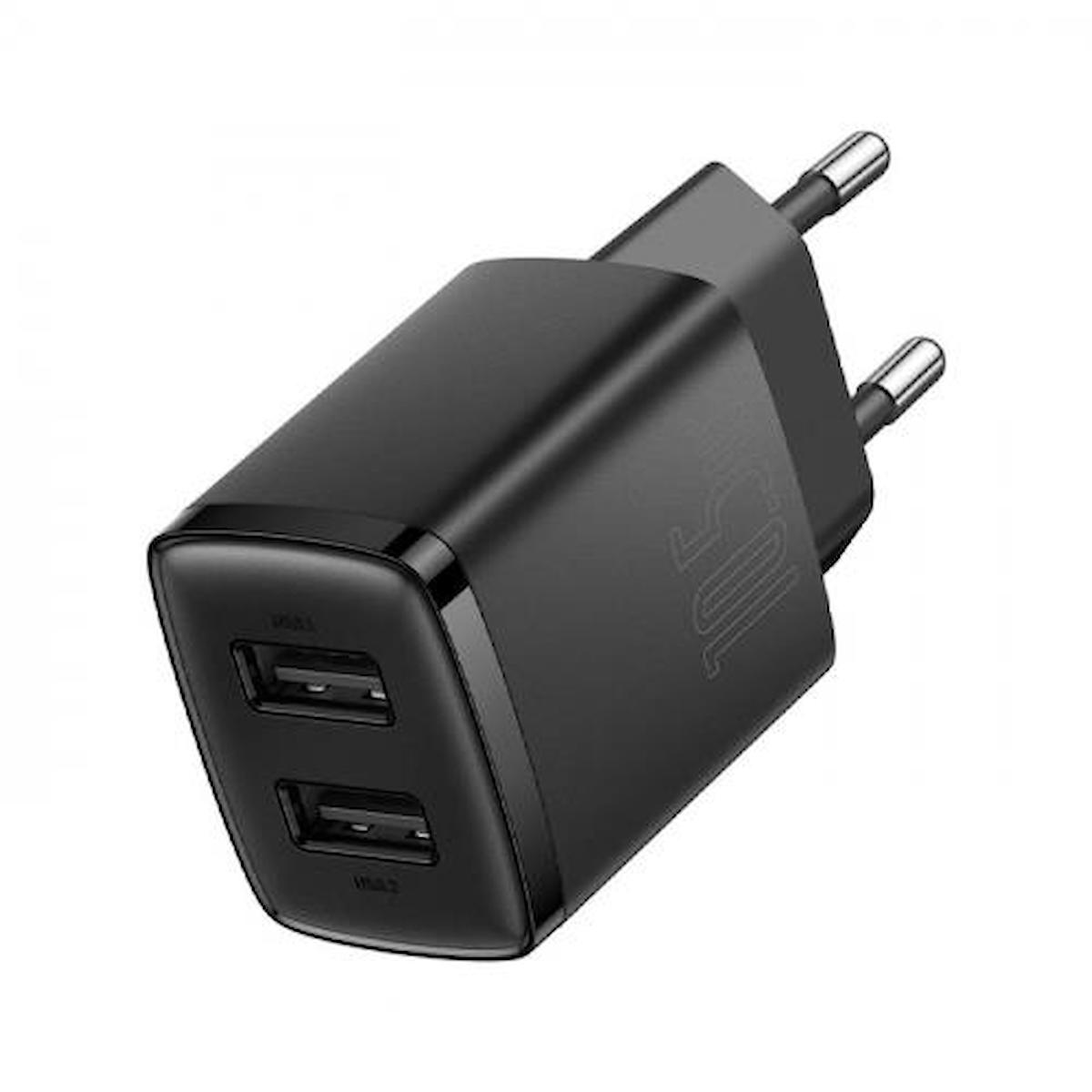 Baseus Universal USB Kablolu 10.5 W Hızlı Şarj Aleti Siyah