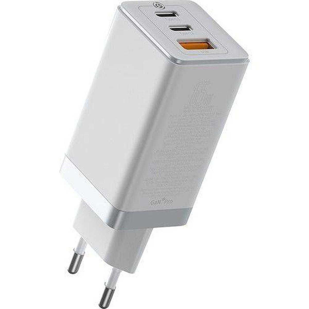 Baseus GaN2 Pro Universal Type-C Kablolu 65 W Hızlı Şarj Aleti Beyaz
