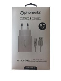 Phoneaks Universal Kablolu Hızlı Şarj Aleti Beyaz