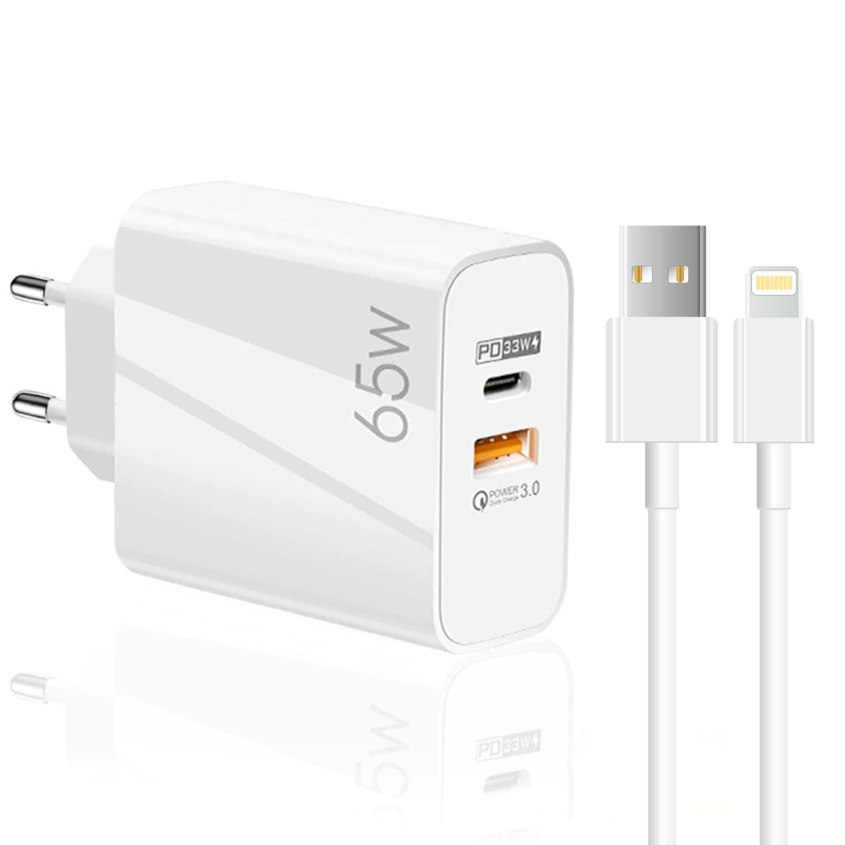 Winex iPhone Lightning Kablolu 65 W Hızlı Şarj Aleti Beyaz