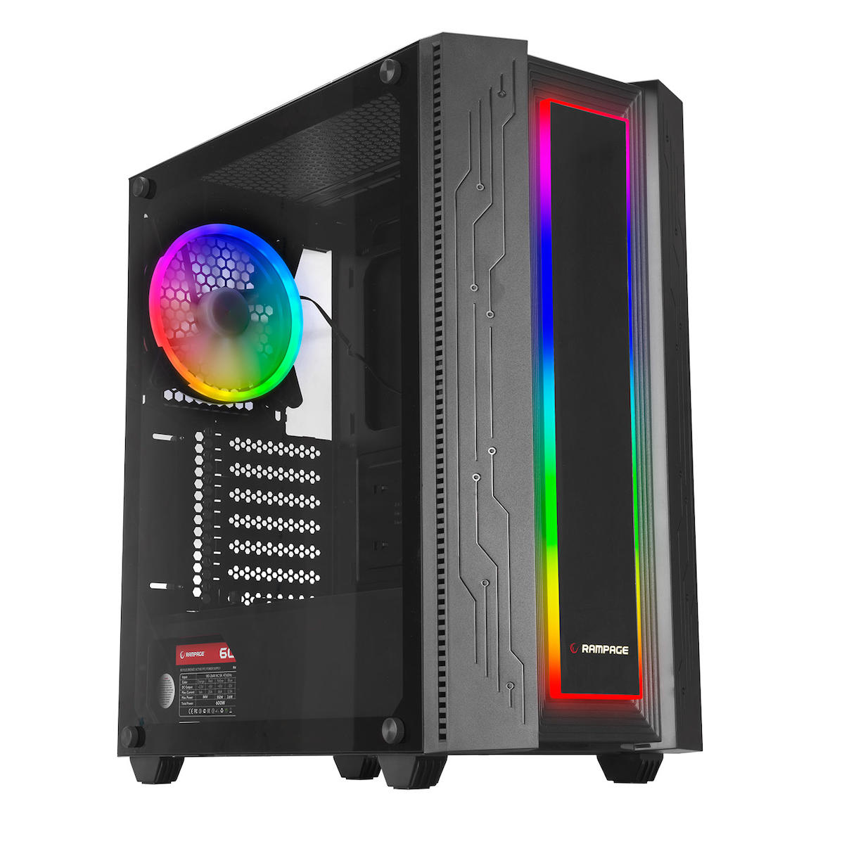 Rampage RGB Mesh 1 Fanlı Siyah Dikey Kullanım ATX Bilgisayar Kasası