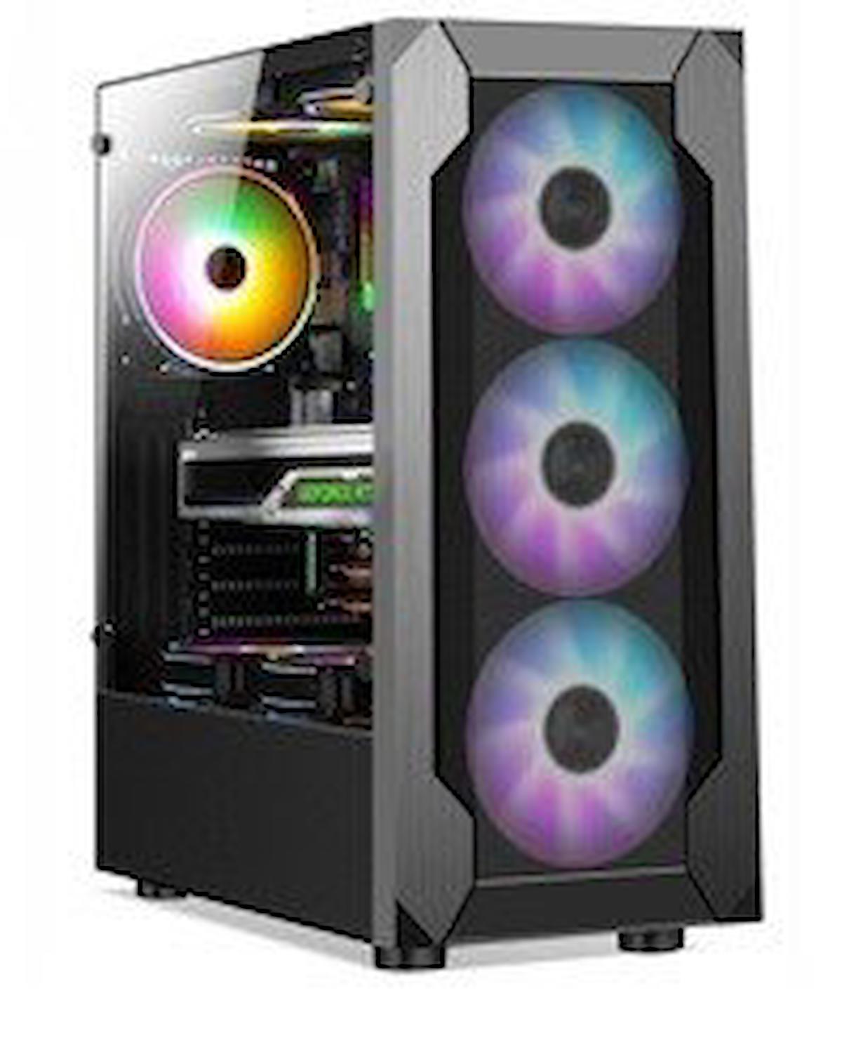 Diğer RGB 4 Fanlı Siyah Dikey Kullanım ATX Oyuncu Bilgisayar Kasası