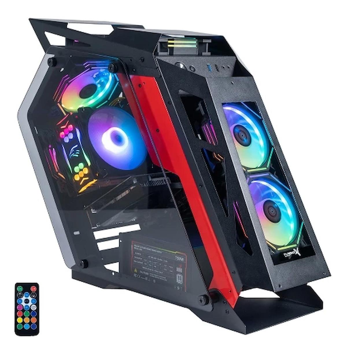 Turbox BattleRam Lk05 RGB 6 Fanlı Siyah Dikey Kullanım ATX Oyuncu Bilgisayar Kasası