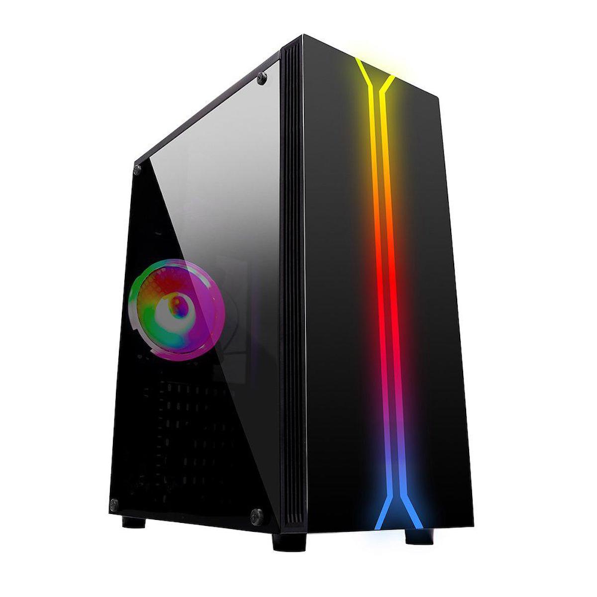 Turbox Larnean X310B RGB 1 Fanlı Siyah Dikey Kullanım ATX Oyuncu Bilgisayar Kasası