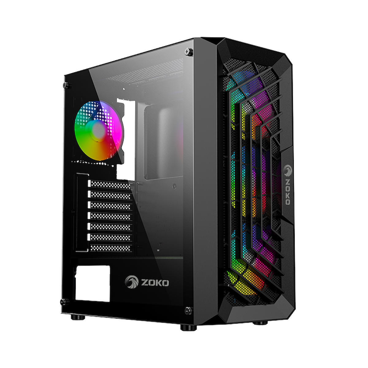 Zoko Chiko RGB 4 Fanlı Siyah Dikey Kullanım ATX Oyuncu Bilgisayar Kasası