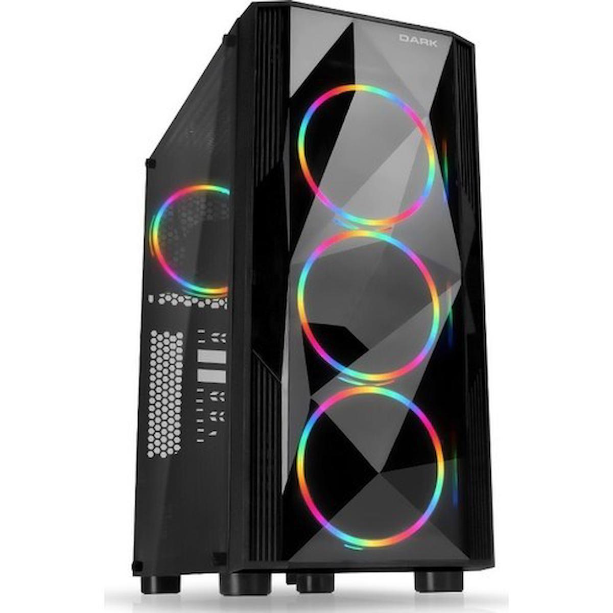 Dark Diamond Pro RGB Mesh 4 Fanlı 500 W Siyah Dikey Kullanım ATX Bilgisayar Kasası