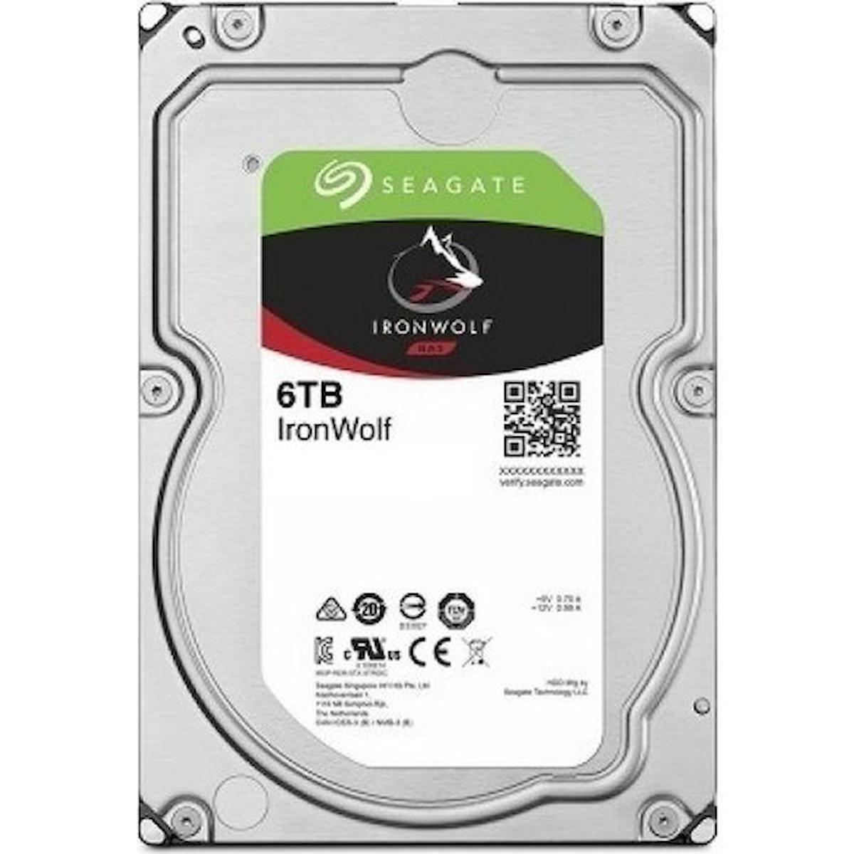 Seagate Ironwolf ST6000VN001 6 TB 3.5 inç 5400 RPM 256 MB SATA 3.0 Nas Harddisk