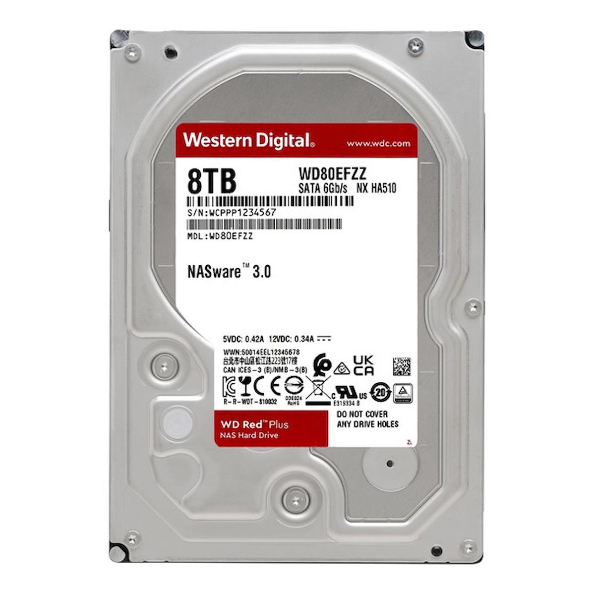 Western Digital Red Plus WD80EFZZ 8 TB 3.5 inç 7200 RPM 256 MB SATA 3.0 Nas Harddisk