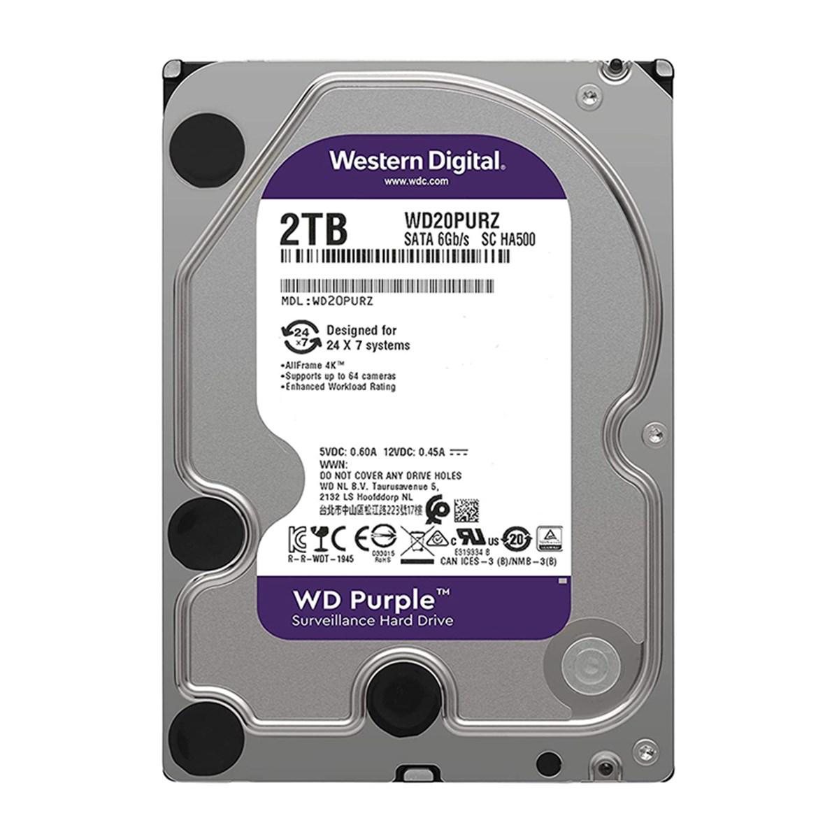 Western Digital WD Purple WD20PURZ 2 TB 3.5 inç 5400 RPM 64 MB SATA 3.0 Güvenlik Kamerası Harddisk