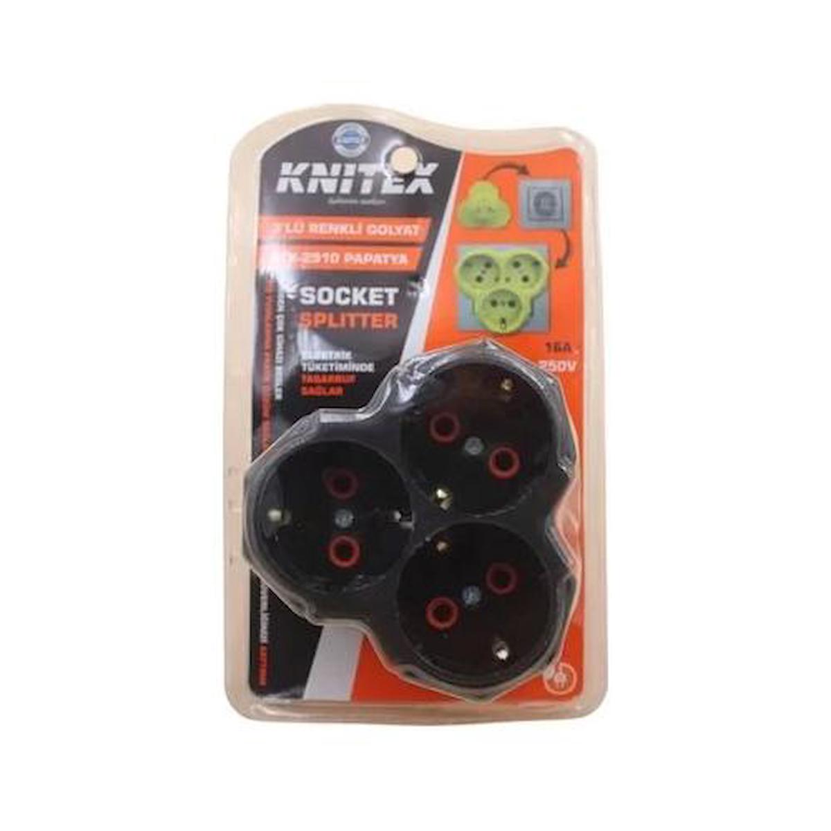 Knitex Ktx 2910 Topraklı İç Mekan Üçlü Priz Siyah