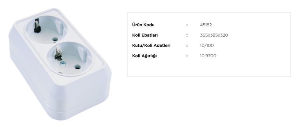 Mano 45182 Çerçeveli Topraklı Sıva Üstü İkili Priz Beyaz