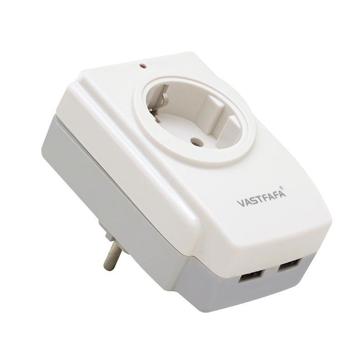 Electroon Vastfafa Çerçeveli USB Girişli Topraklı İç Mekan Tekli Priz Beyaz