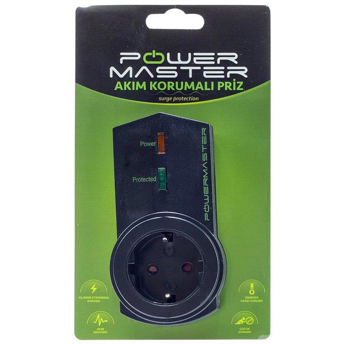 Powermaster PM-16621 Topraklı İç Mekan Tekli Elektrik Prizi Siyah