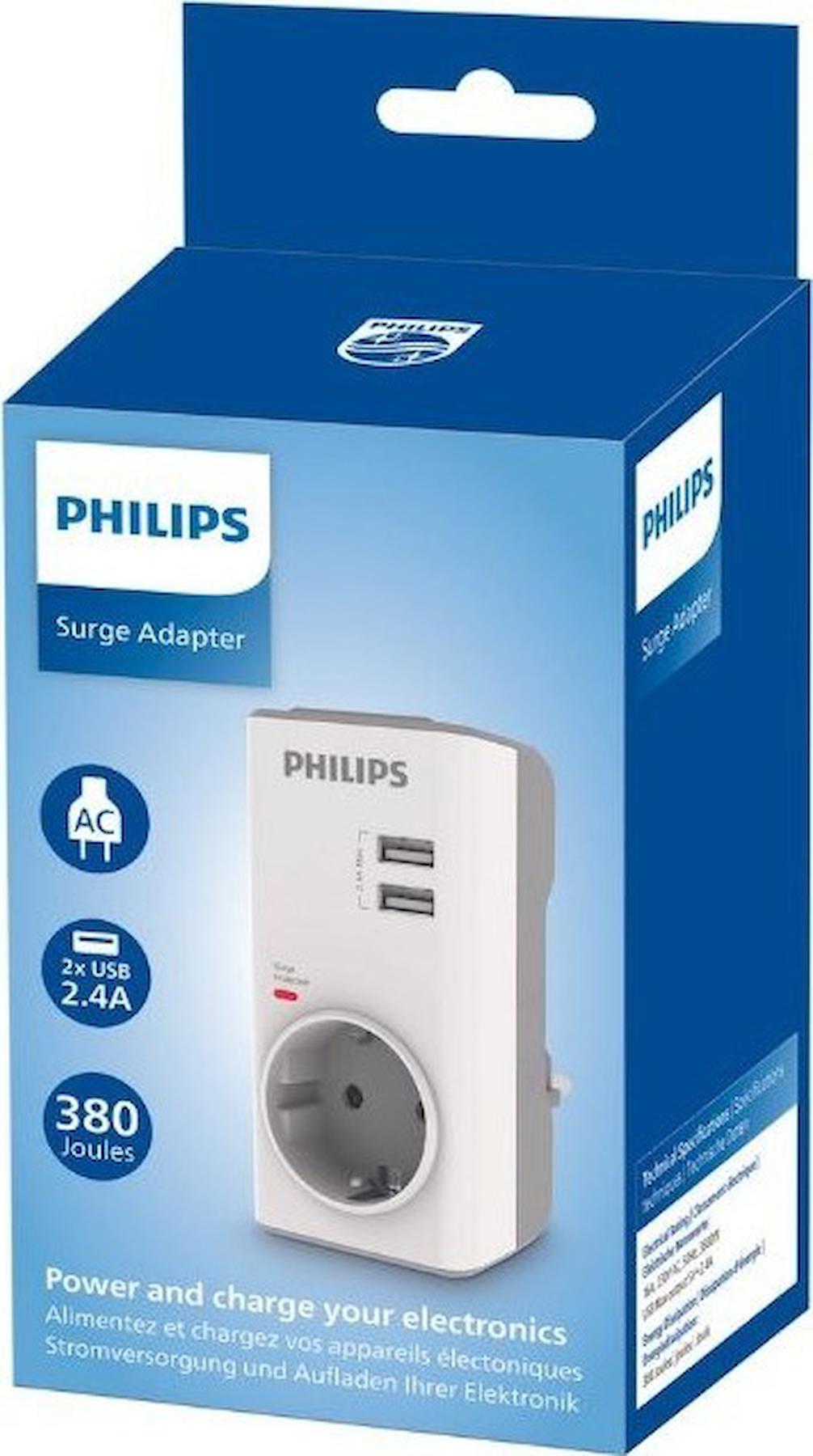 Philips CHP4010W USB Girişli Topraklı İç Mekan Tekli Priz Beyaz
