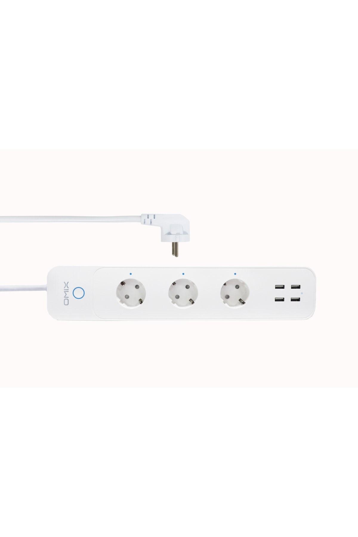 Omix USB Girişli İç Mekan Üçlü Priz Beyaz