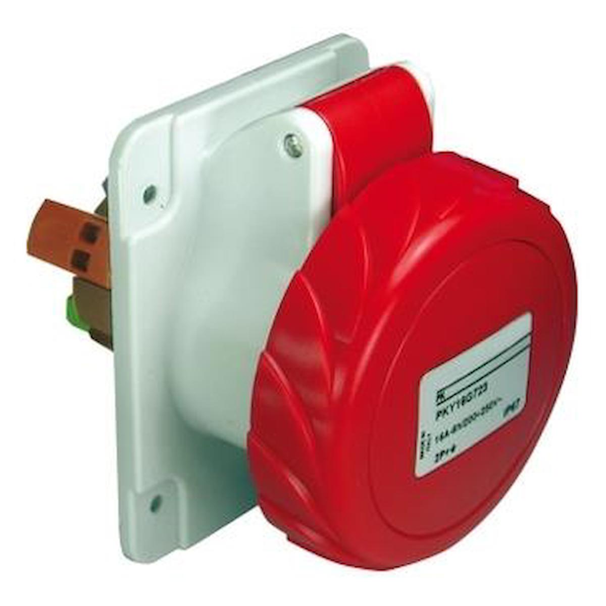 Schneider PKY32G734 Çerçeveli Kapaklı Topraklı Dış Mekan Tekli Priz Kırmızı