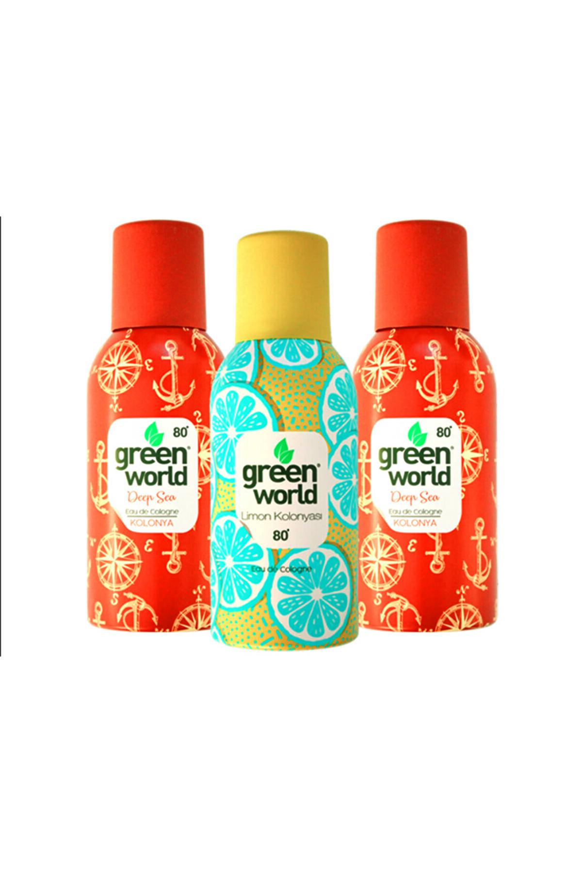 Green World Deniz - Limon Sprey Kolonya 150 ml 3'lü