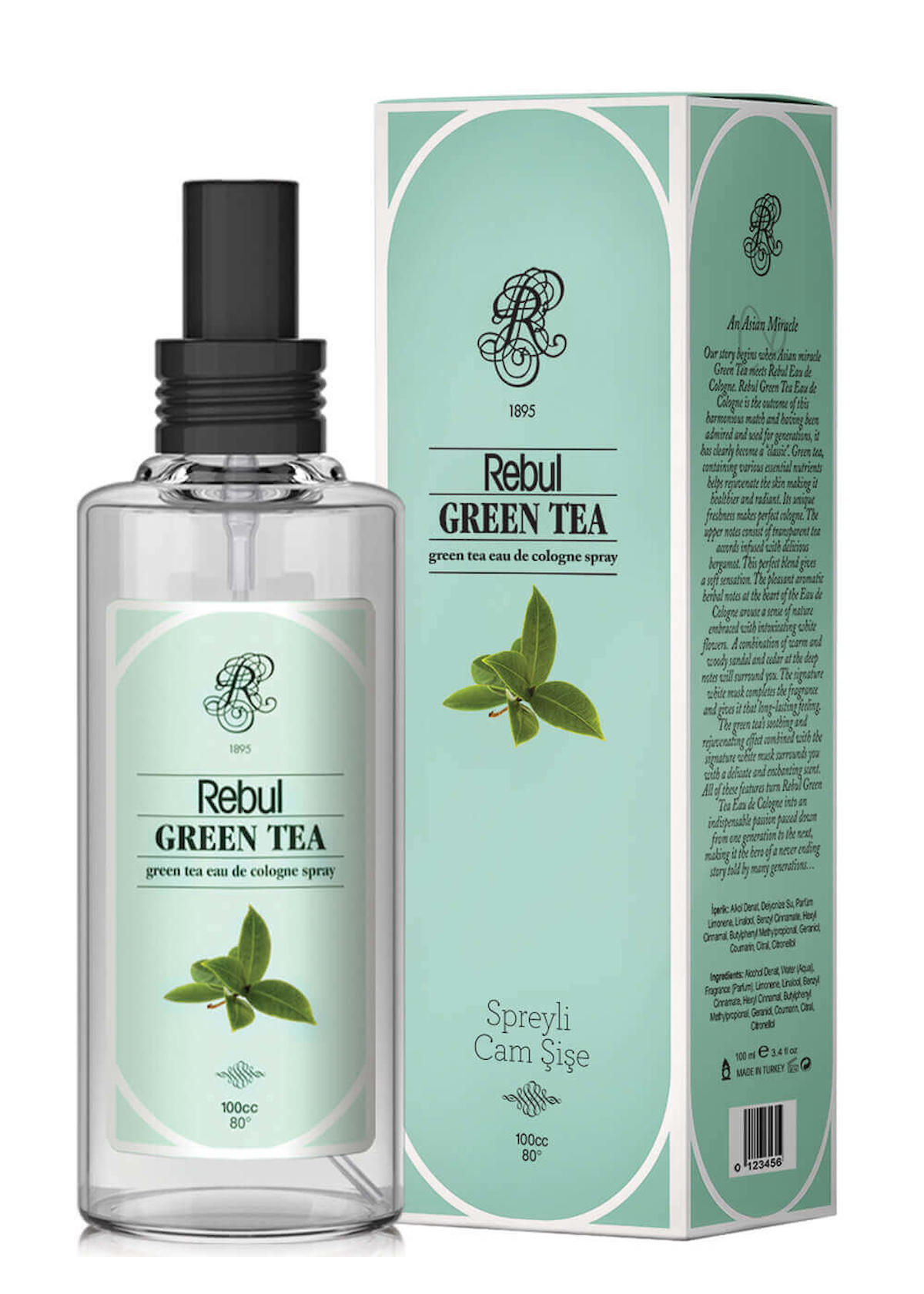 Rebul Yeşil Çay Sprey Cam Şişe Kolonya 100 ml 4'lü
