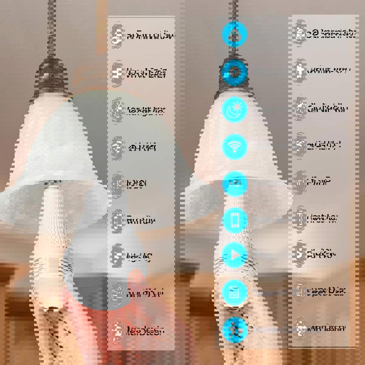 Qasul TYC00051919040 Ethernet Mini 1 Kameralı 360 Derece Dönen Gece Görüşlü İç Mekan Kablosuz Güvenlik Kamerası