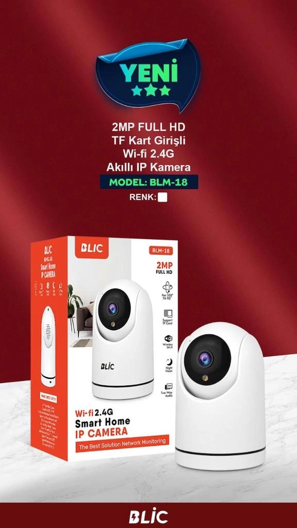 Blic BLM-18 Ethernet Mini 1 Kameralı 360 Derece Dönen Gece Görüşlü IP İç Mekan Kablosuz Güvenlik Kamerası