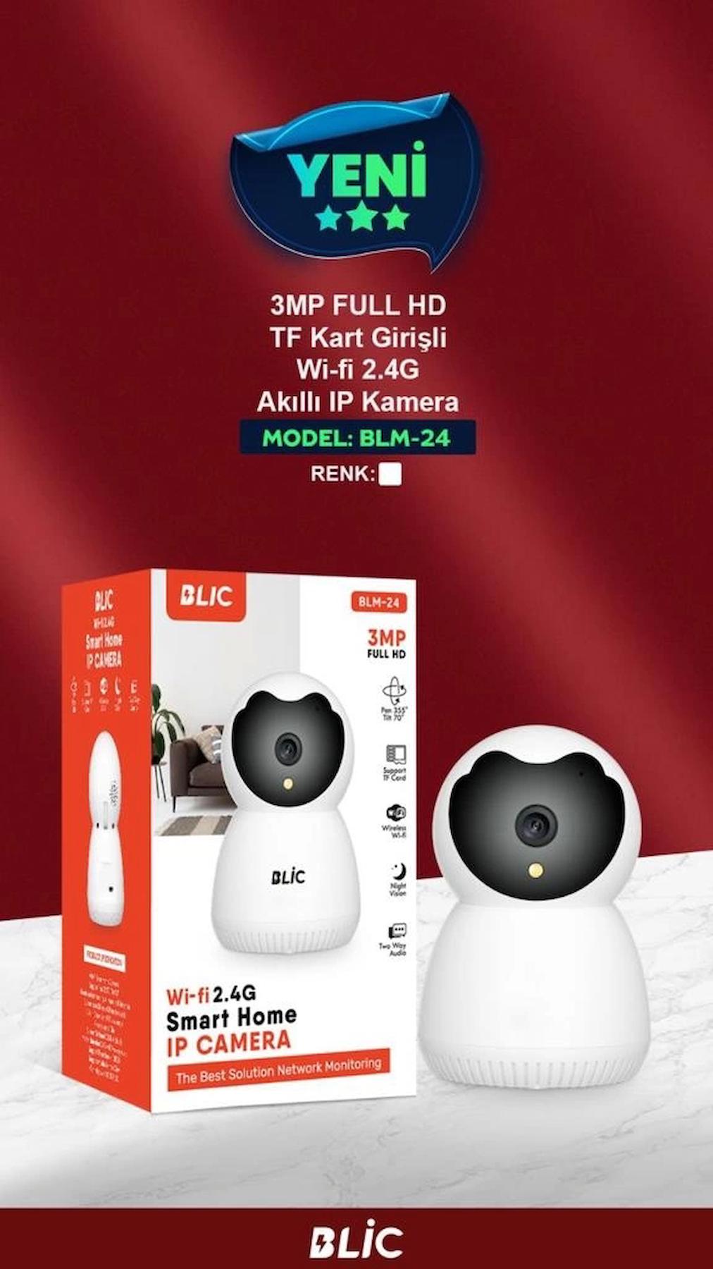 Blic BLM-24 Ethernet Mini 1 Kameralı 360 Derece Dönen Gece Görüşlü IP İç Mekan Kablosuz Güvenlik Kamerası